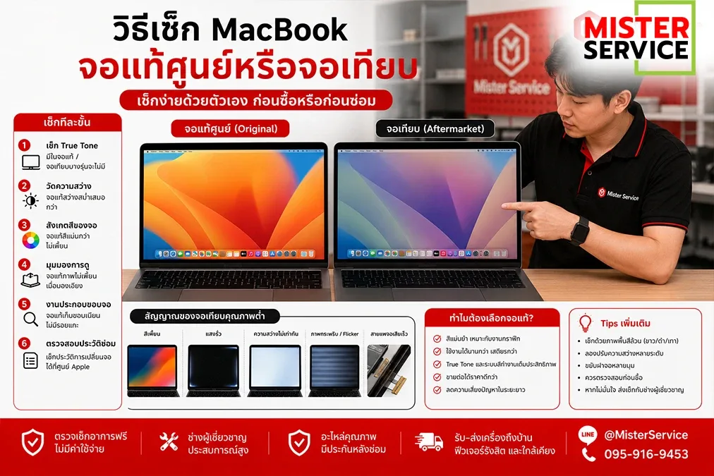 วิธีเช็ก MacBook จอแท้ศูนย์หรือจอเทียบ