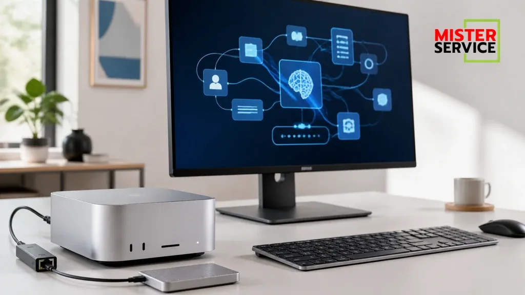 ภาพประกอบการตรวจ Mac mini และอุปกรณ์ Apple