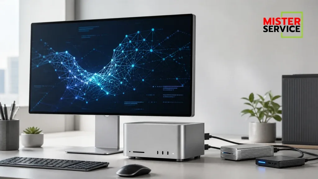 ภาพประกอบการตรวจ Mac Studio และอุปกรณ์ Apple